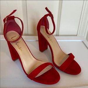 Red suede heels